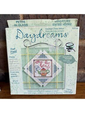 Dimensions Daydreams Counted Cross Stitch Kit 72720 Teapot 5"x5" Petite In Glass